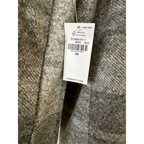 Old Navy Gray Plaid Zip Up Cropped Jackets Size XS New - Picture 4 of 6